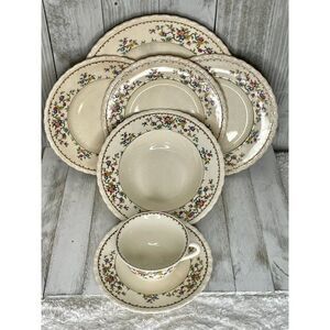 Vintage Myott Staffordshire Rosemere 7 Pieces Plates Bowl Teacup Saucer